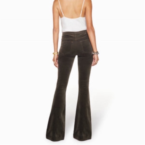 NWOT Ramy Brook Helena High Rise Velvet Flare Wide Leg Jeans Pants in Olive 30 - Picture 2 of 8